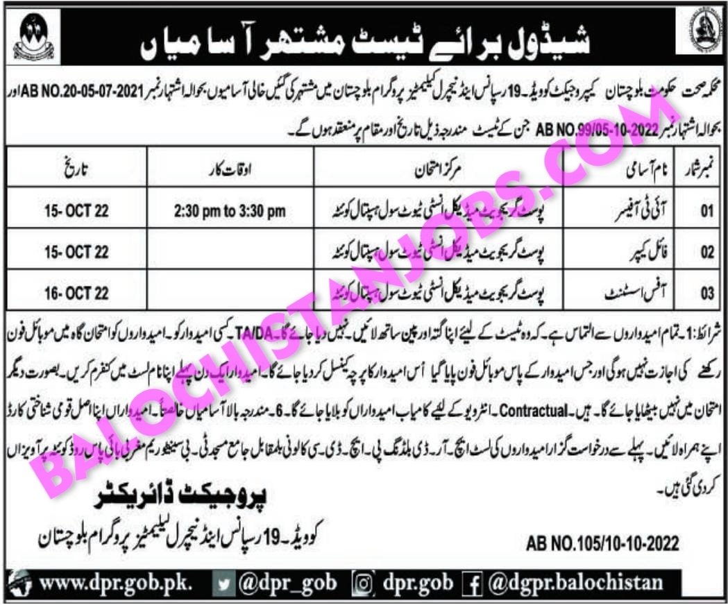 Covid Response And Natural Calamities Program Balochistan Test