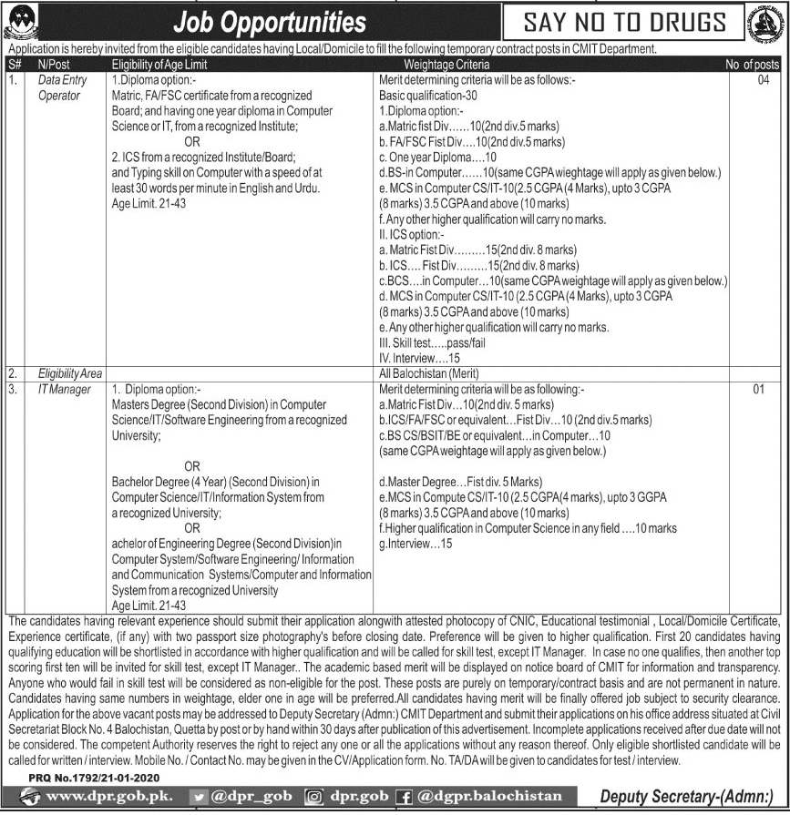 Quetta jobs 2020