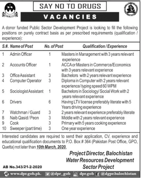 Public Sector Development Organization Management Jobs Quetta 2020 1 balochistan jobs 2020