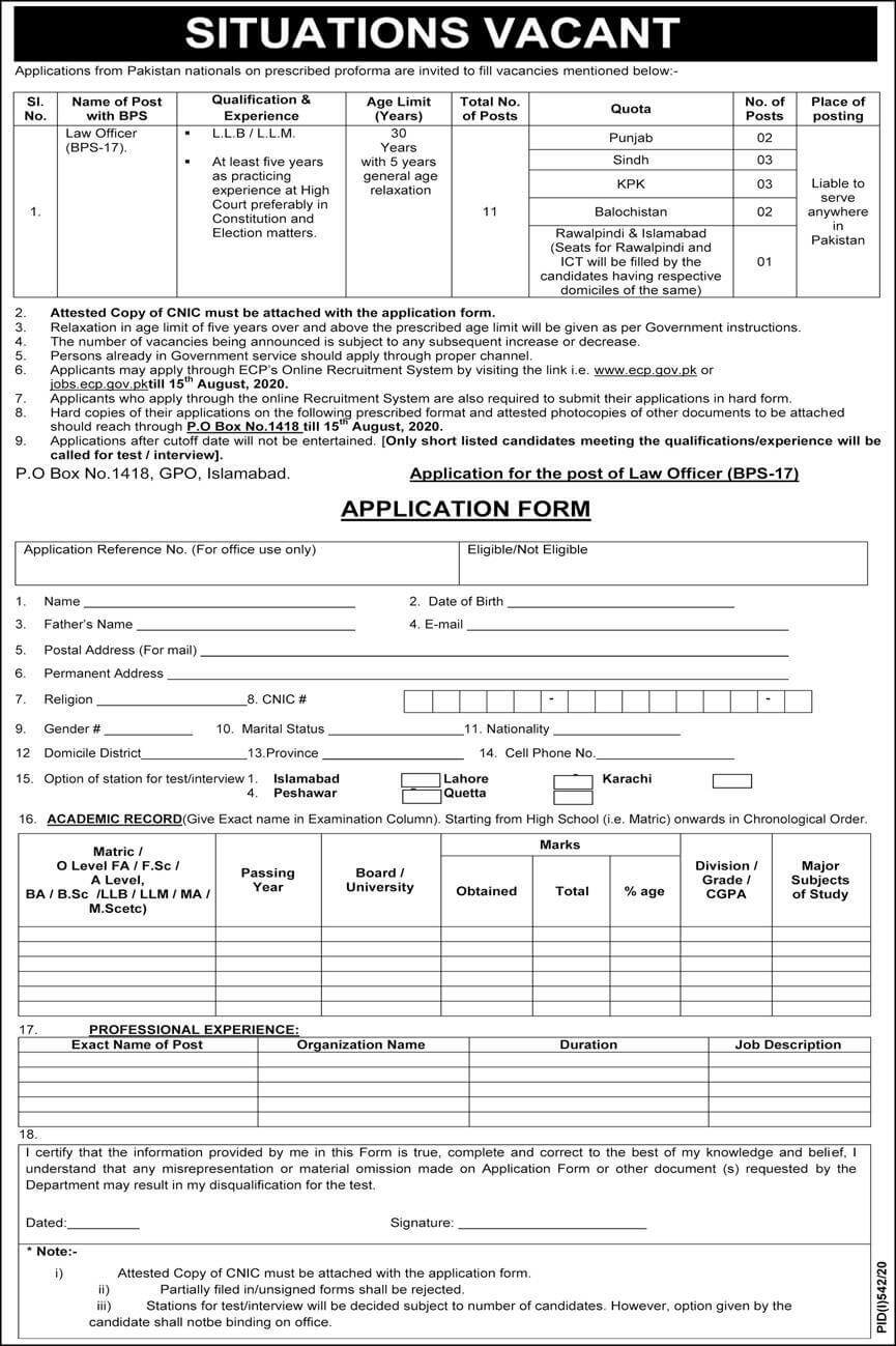 Election Commission Jobs In Pakistan Govt 2020 1