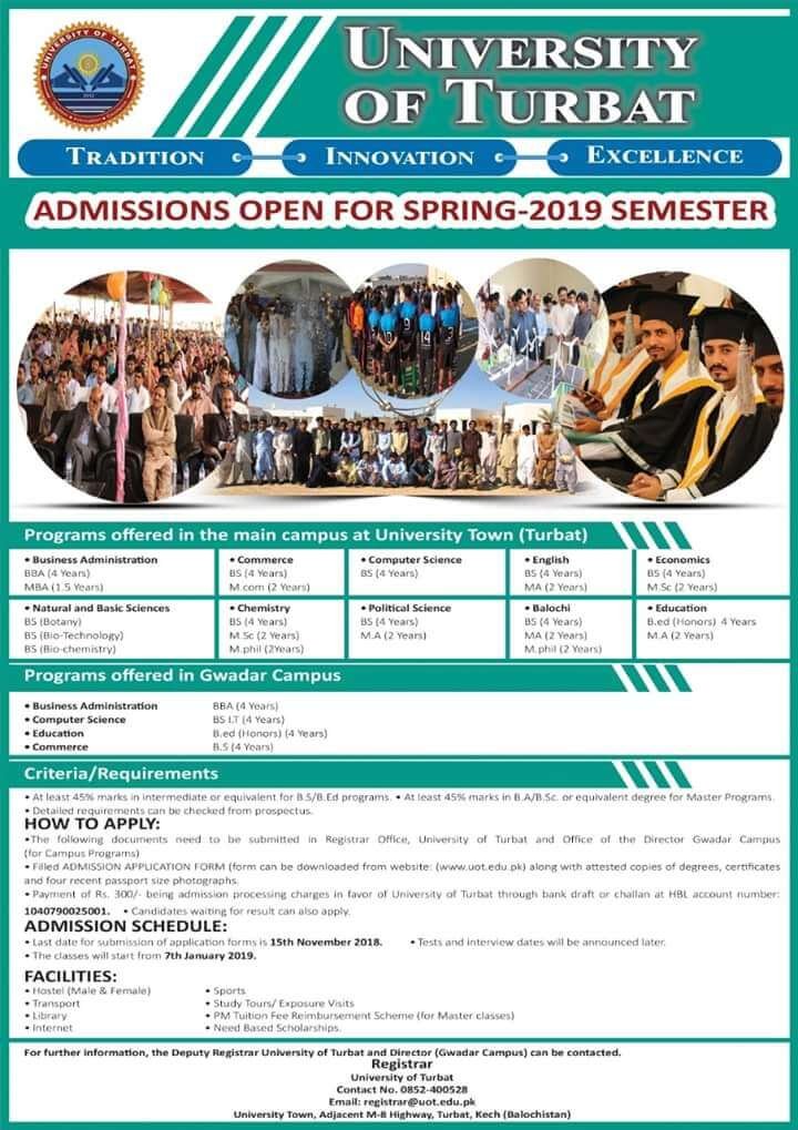 University of turbat admission 2019