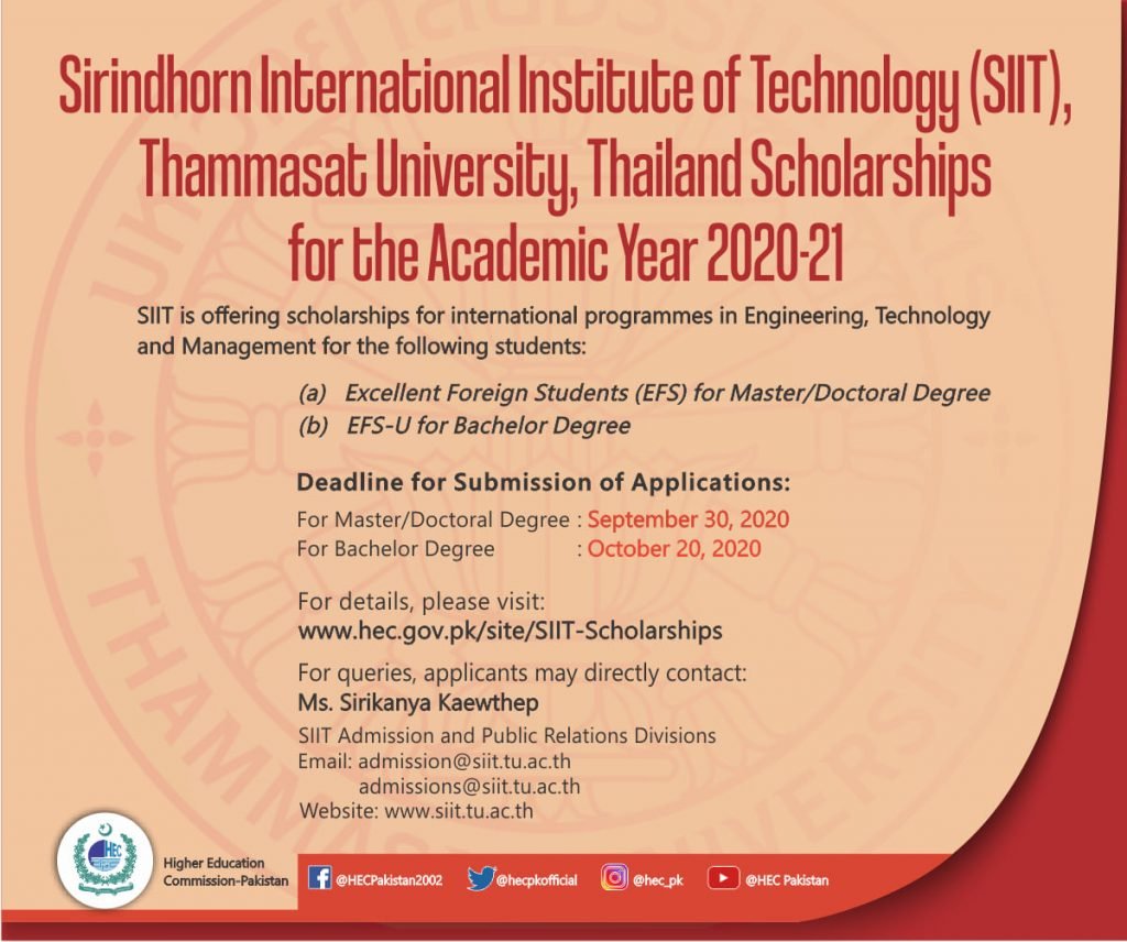 siit scholarhsip thailand 2020