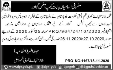 cancellation of post