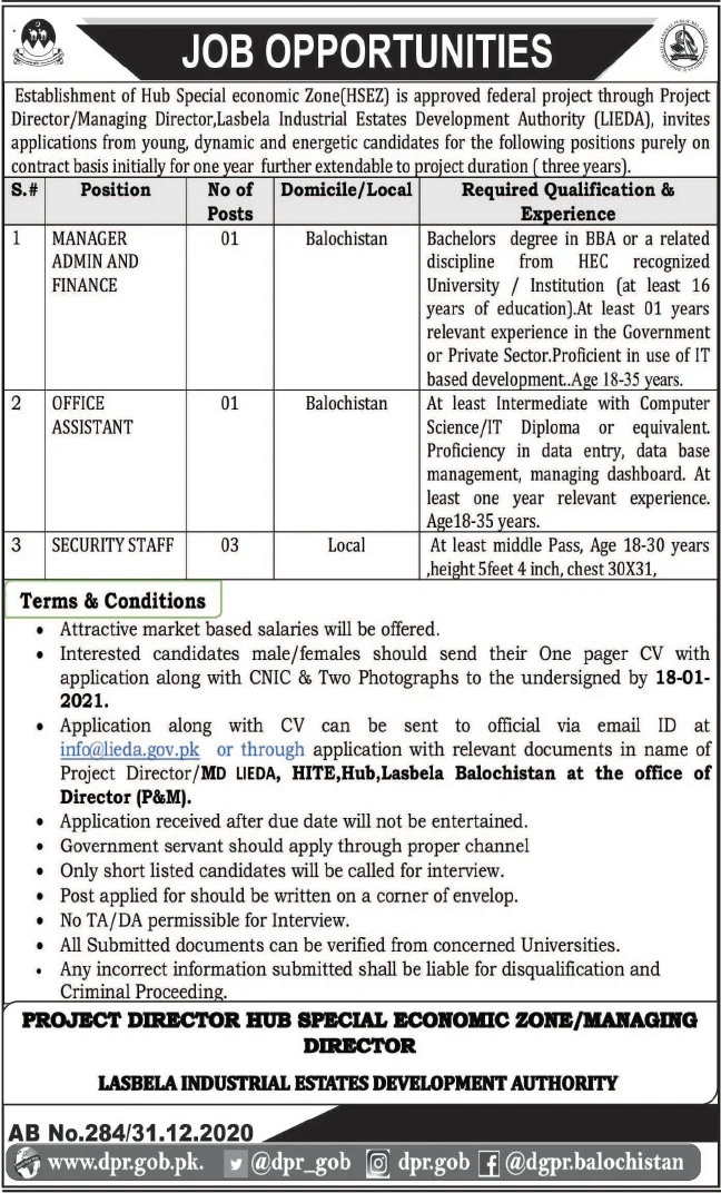 Lasbela Industrial Estates Development Authority 2021