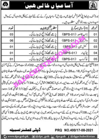 Board of Revenue Deputy Commissioner DC Office Lasbela Jobs 2021