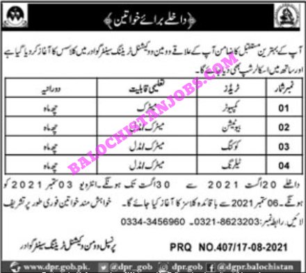 Women Vocational Training Center Gwadar 2021 1 August