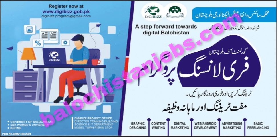 Freelance Training Programme Admissions in Science and IT Department Balochistan