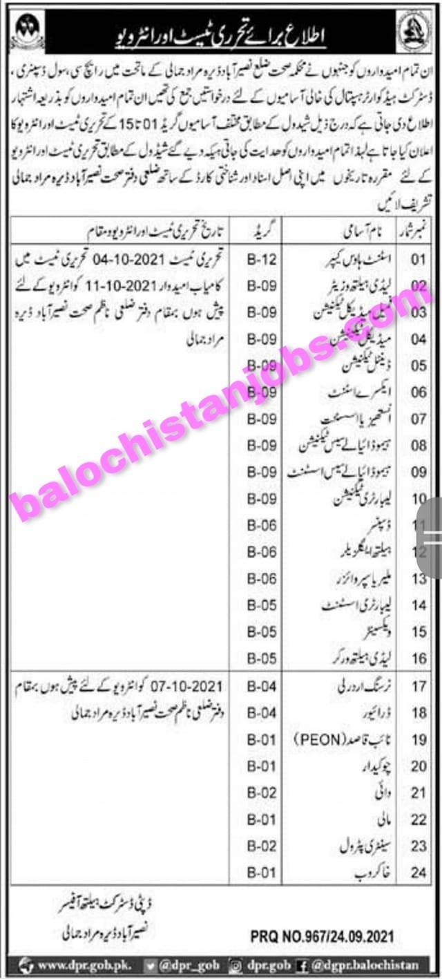 Heath Department Nasirabad Interview Schedule 2021 1 Heath Department Nasirabad Interview Schedule 2021