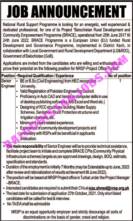 Balochistan Rural Support Program BRSP Jobs 2021 1 National Rural Support Program NRSP Balochistan Jobs 2021
