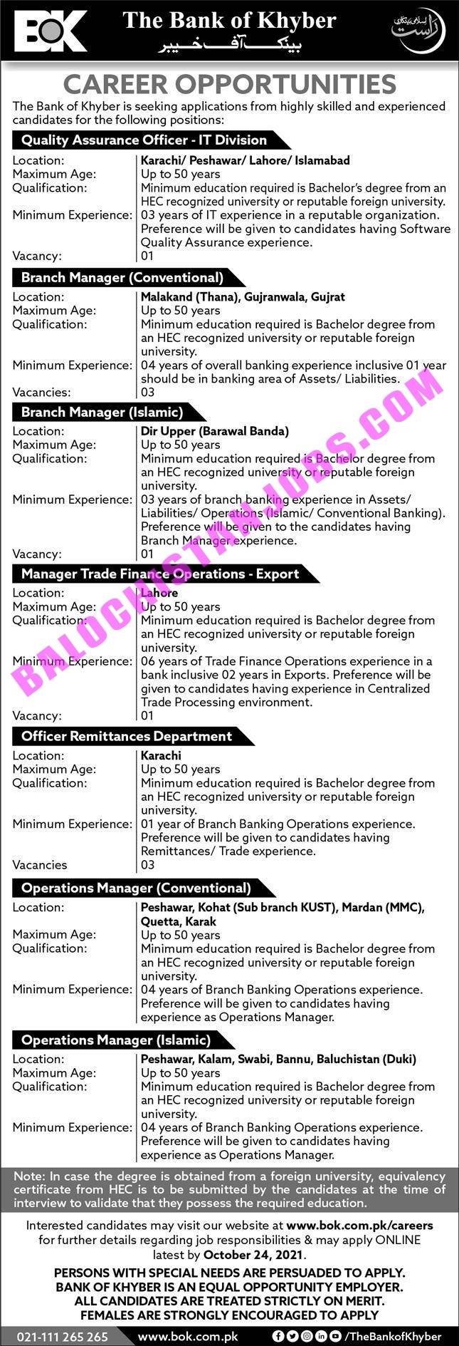 Bank of Khyber Jobs