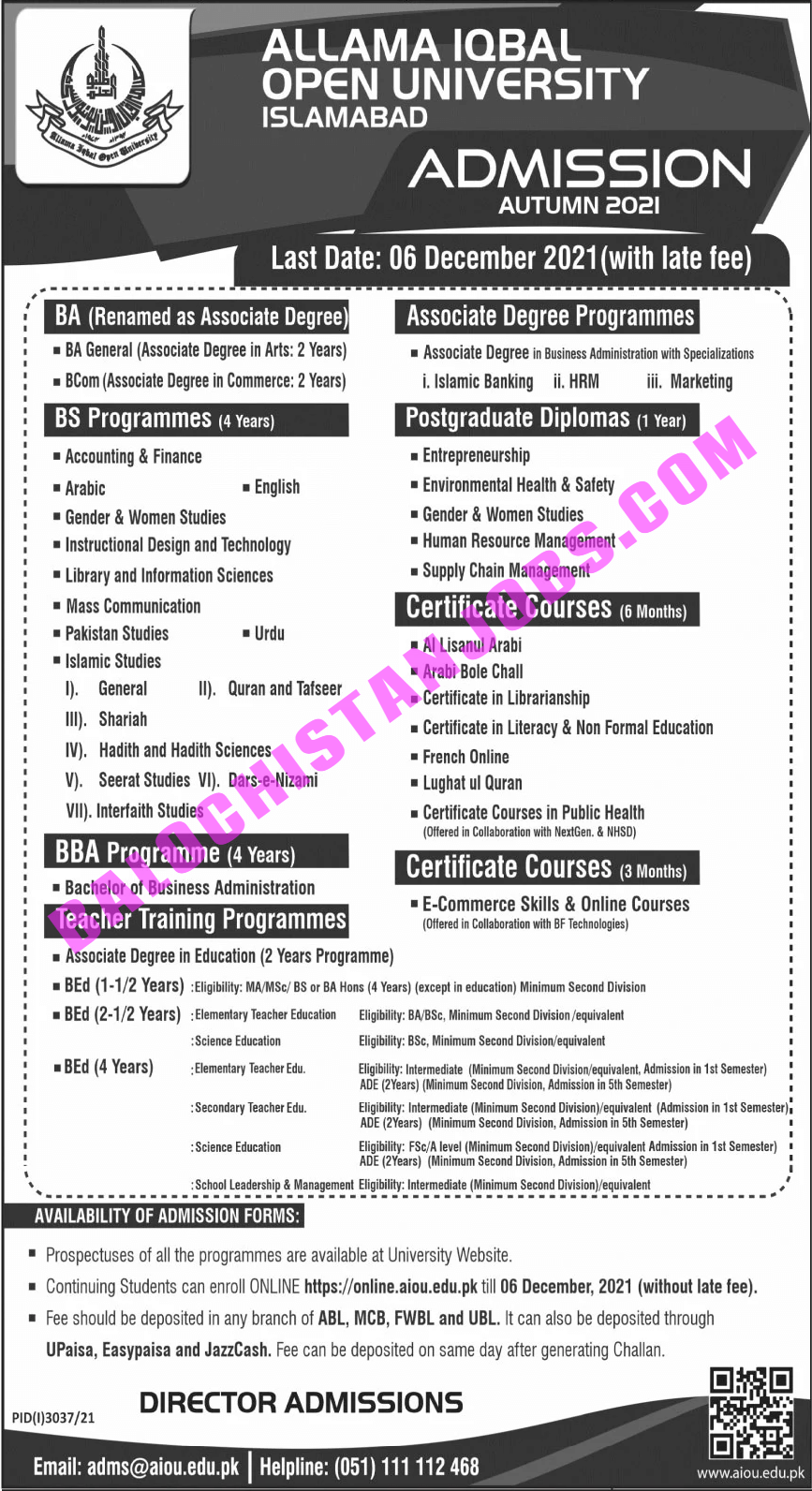 AIOU Admission 2021