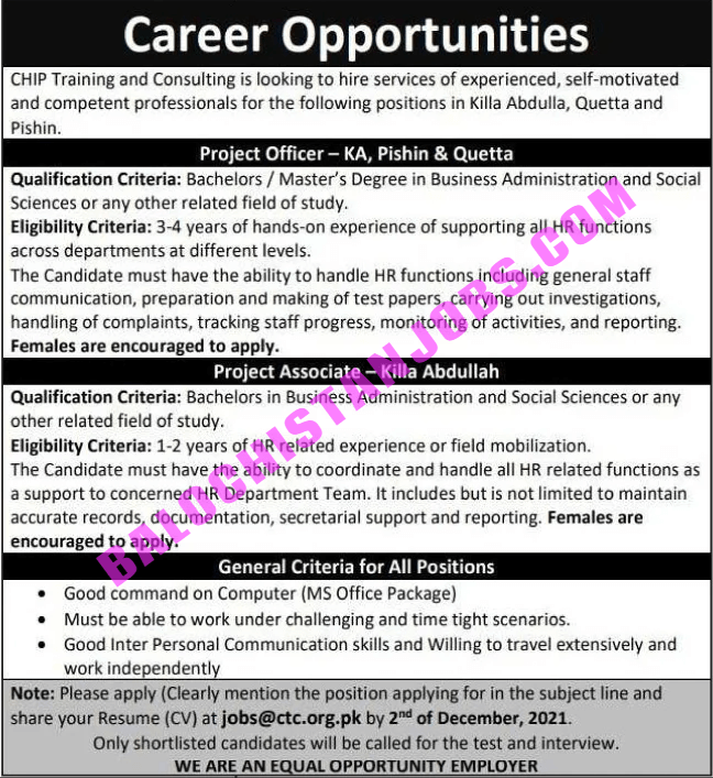 Chip Training & Consulting Private Limited CTC Jobs 2021
