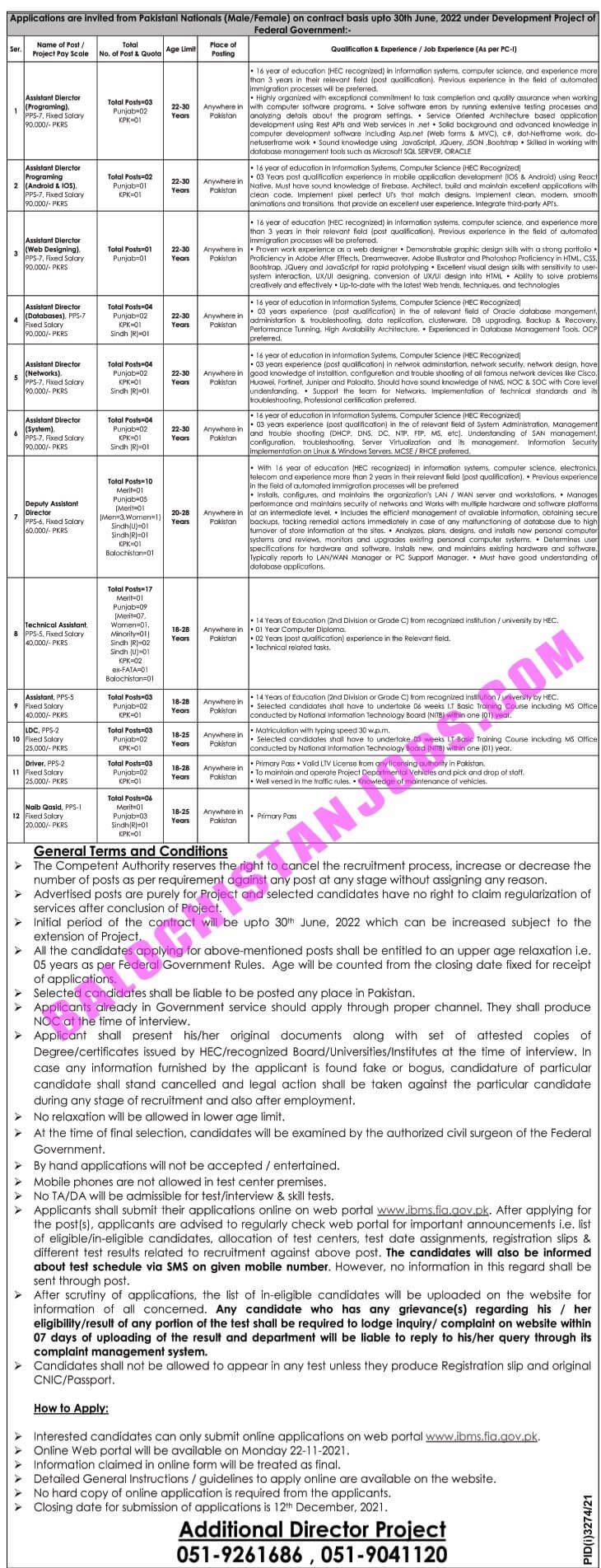 Federal Investigation Agency FIA Balochistan Quota Jobs 2021