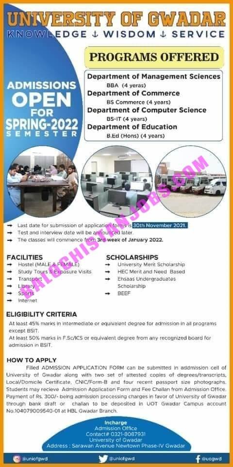 Gwadar University Admission 2021