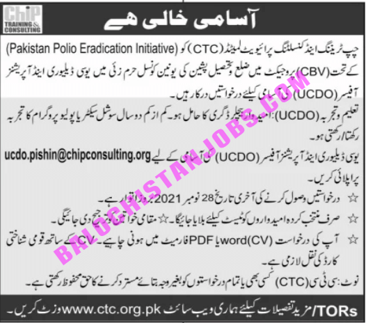 Jobs In CTC Pishin December 2021