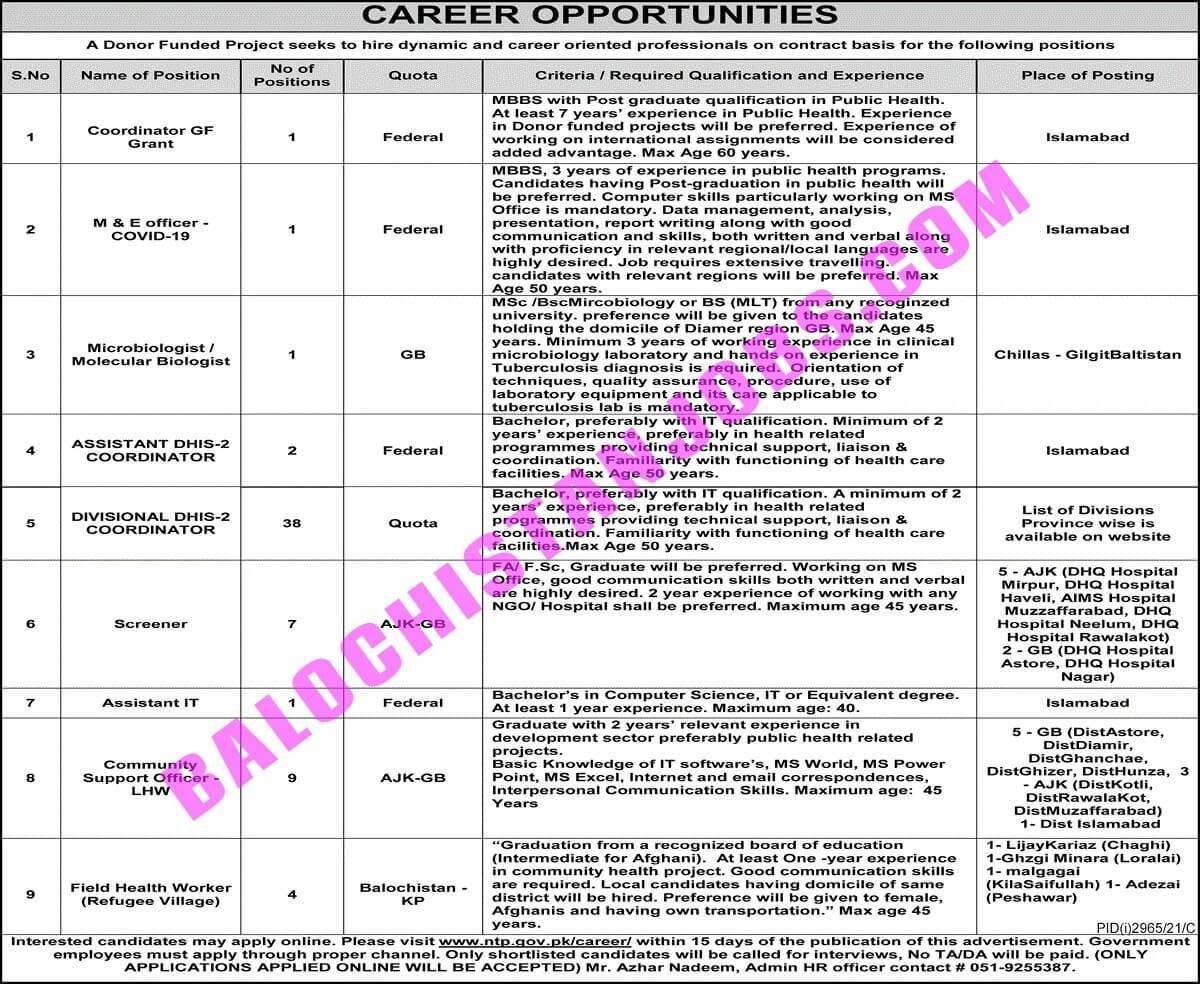 National TB Control Program Jobs 2021 Apply Online