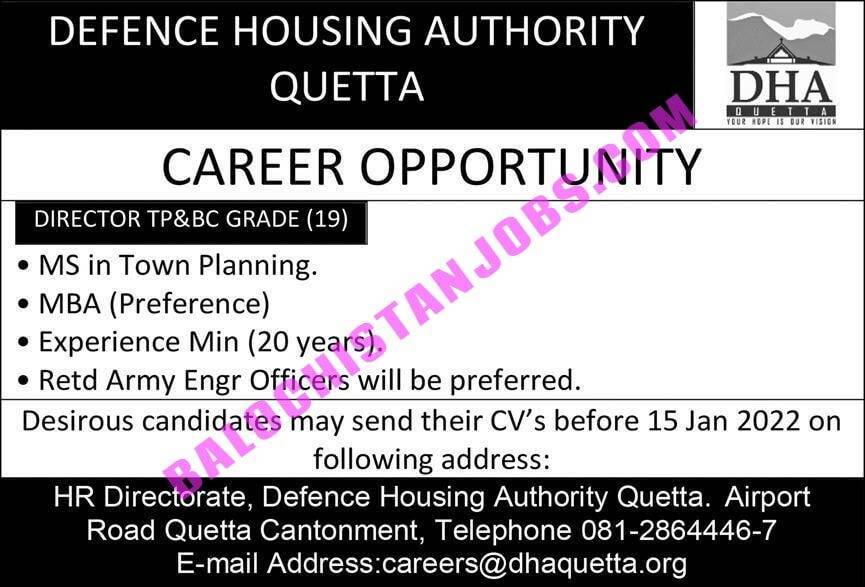 DHA Quetta Jobs 2022