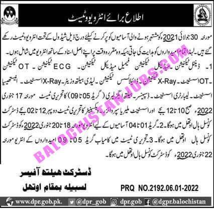 Health Department Lasbela TestInterview Schedule