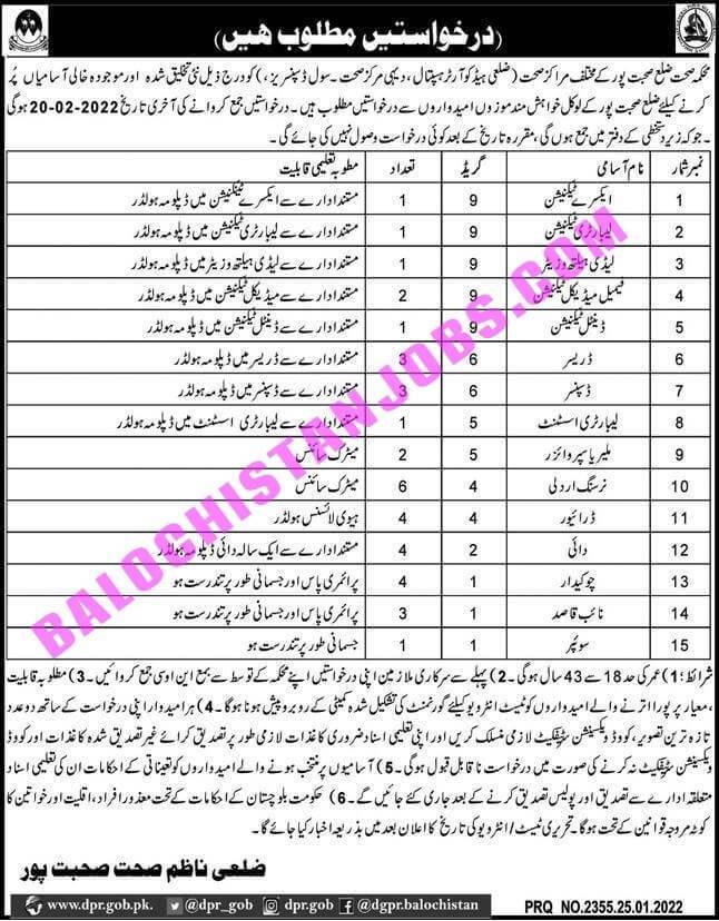 Health Department Sohbatpur Jobs 2022 1 Health Department Sohbatpur Jobs 2022