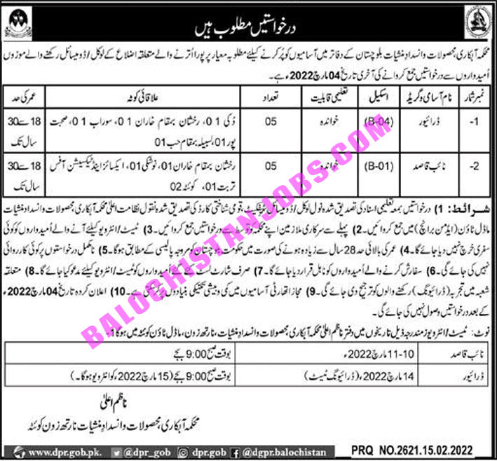 Excise & Drug Control Department Balochistan Jobs 2022 1 Excise & Drug Control Department Balochistan Jobs 2022