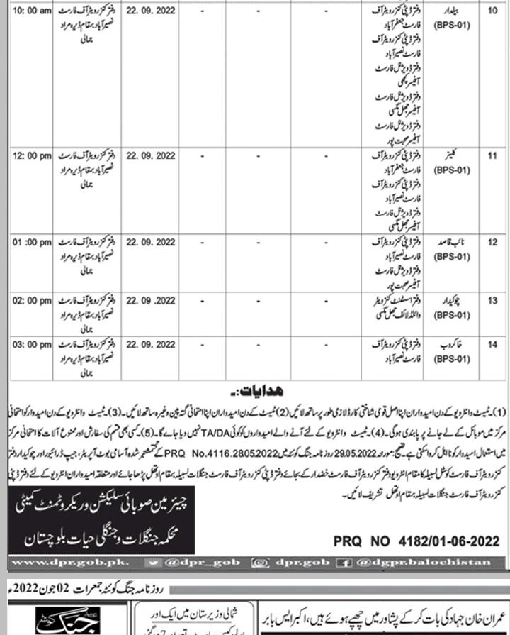 forest department Balochistan Test Interview 2022 2
