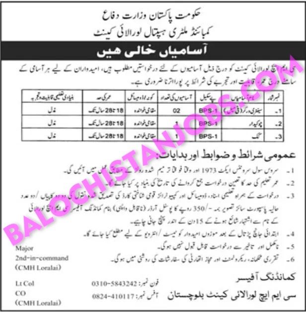 Combined Military Hospital Loralai Cantt Jobs 2022 1 Combined Military Hospital Loralai Cantt