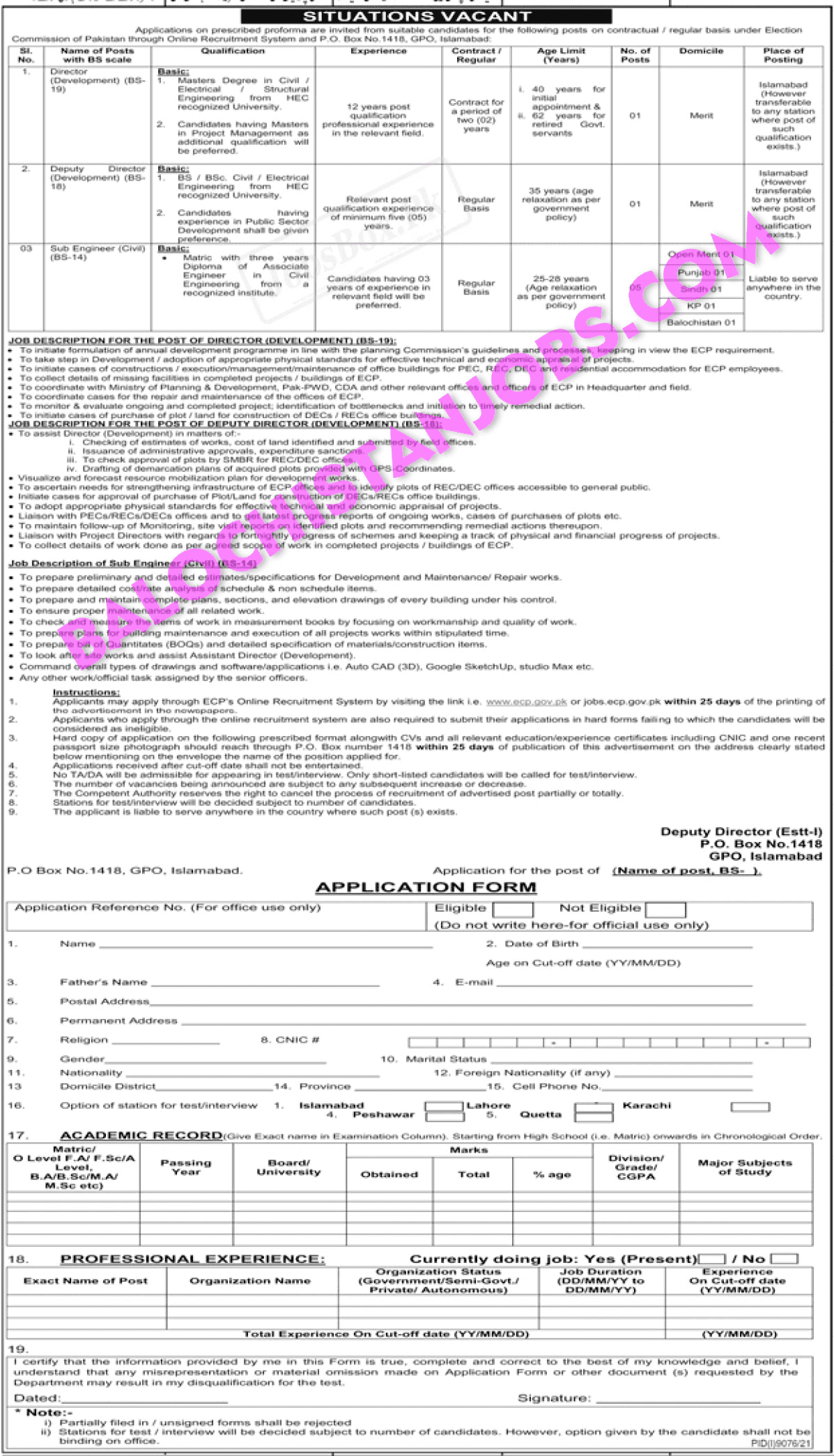 Election Commission of Pakistan ECP Jobs 2022