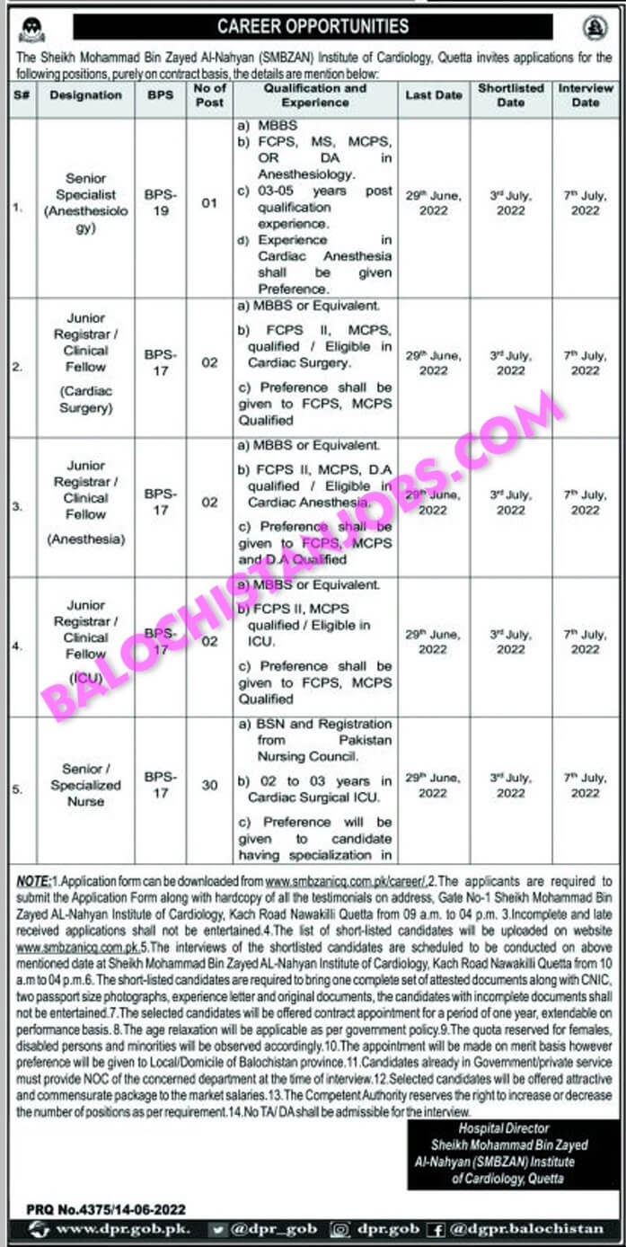 Sheikh Muhammad Bin Zyed Al Nahyan Institute of Cardiology Quetta Jobs 2022 3 Sheikh Muhammad Bin Zyed Al Nahyan Institute of Cardiology Quetta Jobs 2022