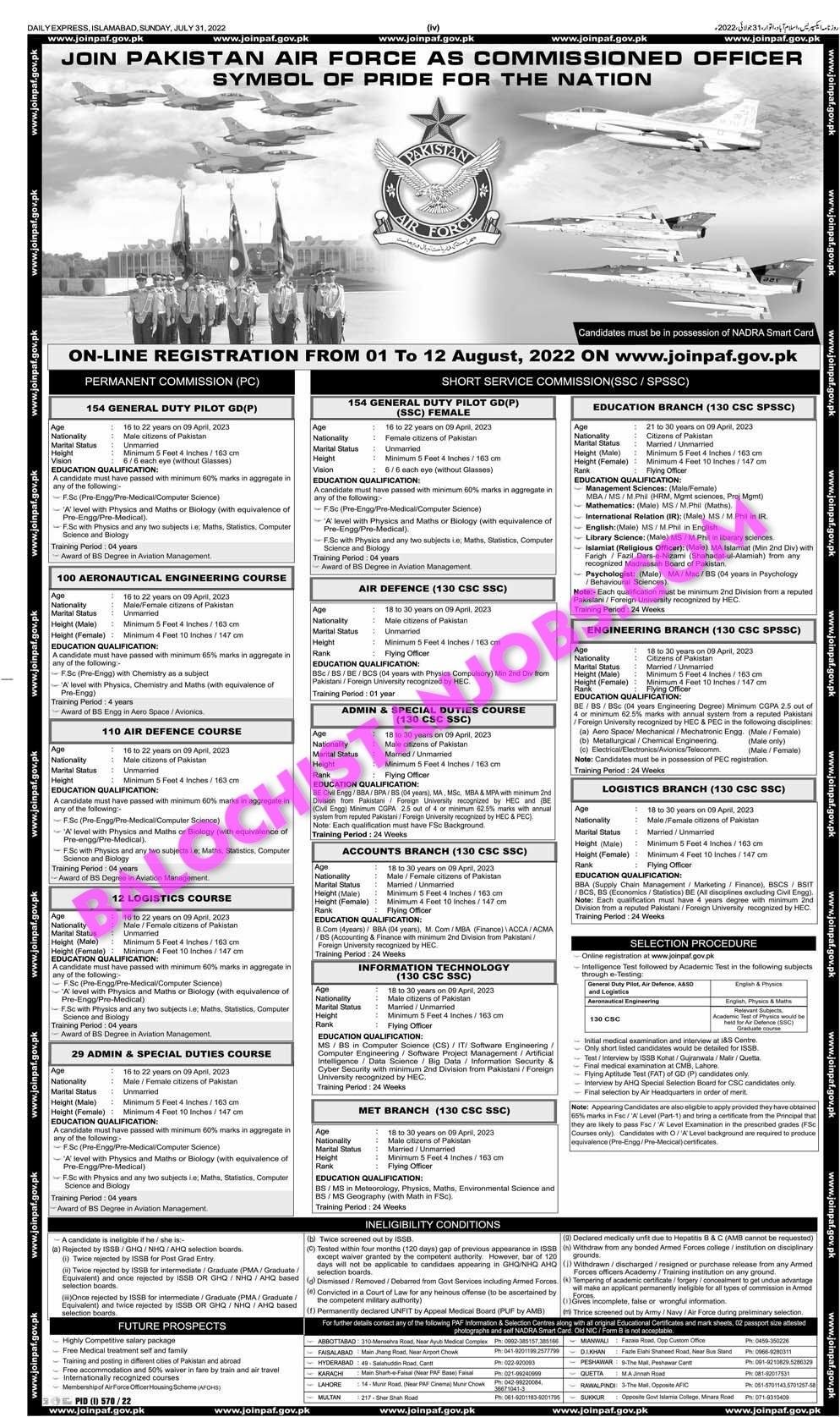 Join Pakistan Air Force PAF Jobs 2022