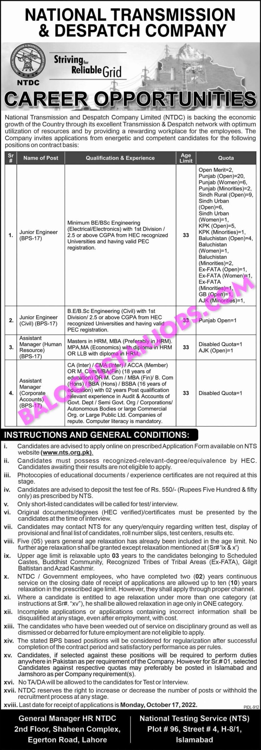 National Transmission and Dispatch Company Jobs 2022