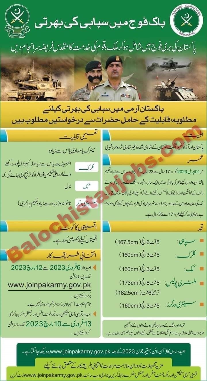 Pakistan Army Sepoy Jobs 2023