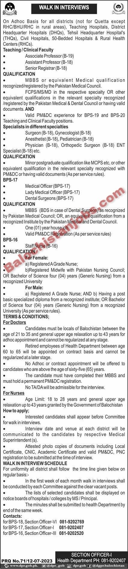 Health Balochistan Jobs 2023