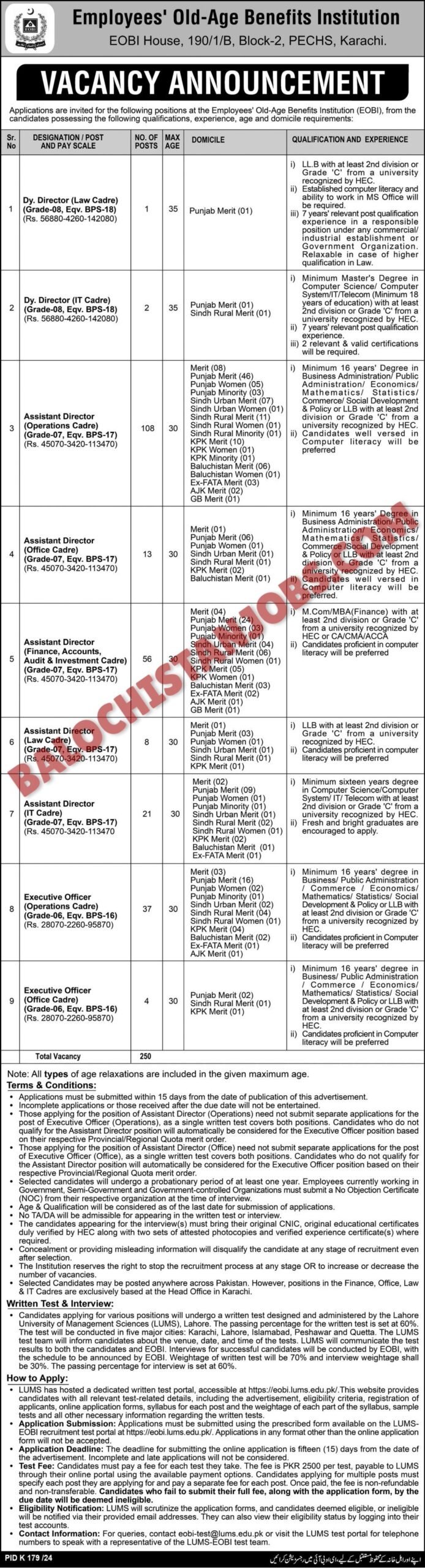 Employees Old Age Befits Institution Balochistan Quota Jobs 2024