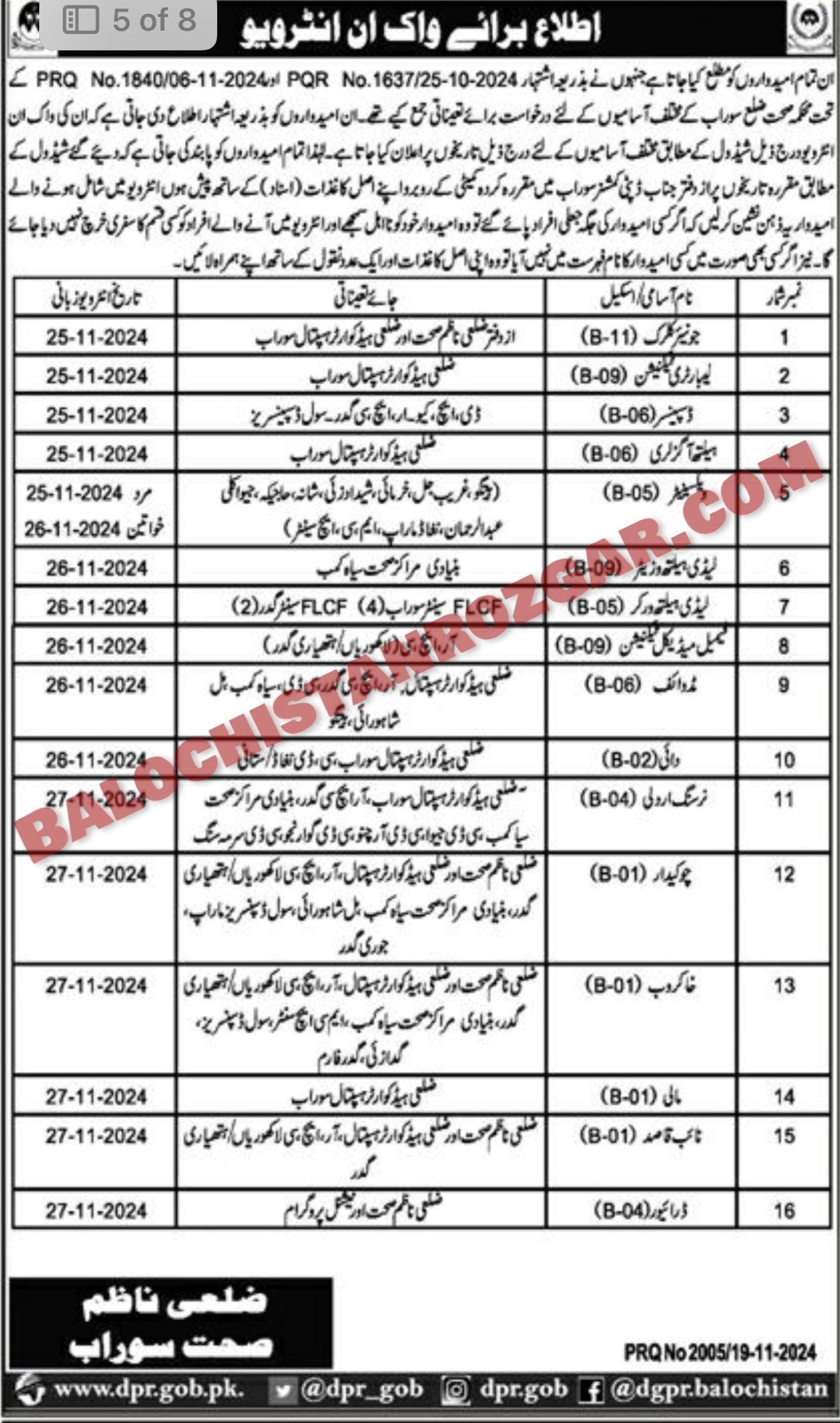 Health Department Soorab Test Interview 2024