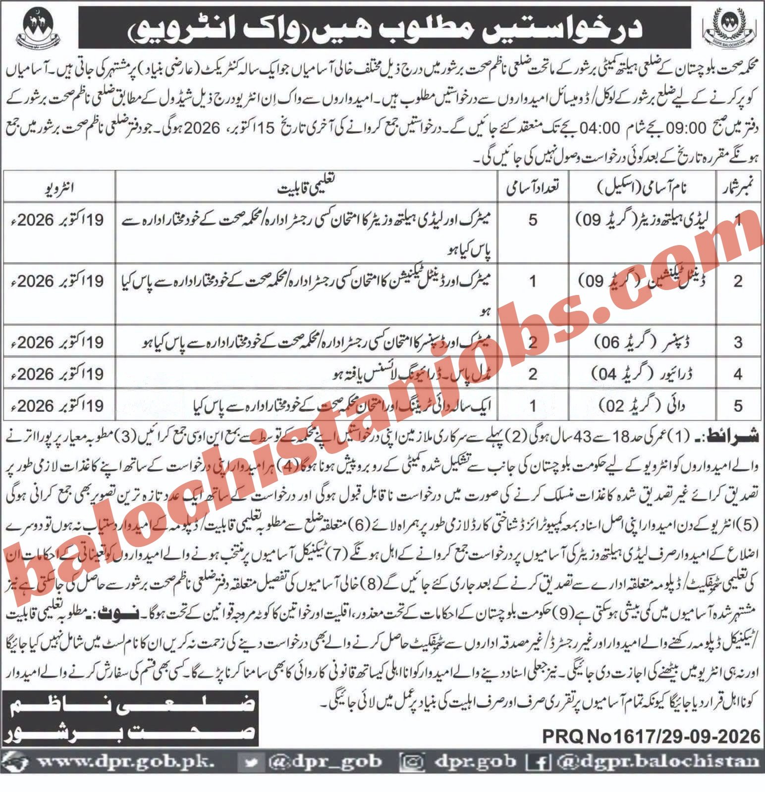 Health Department Barshore Jobs 2026